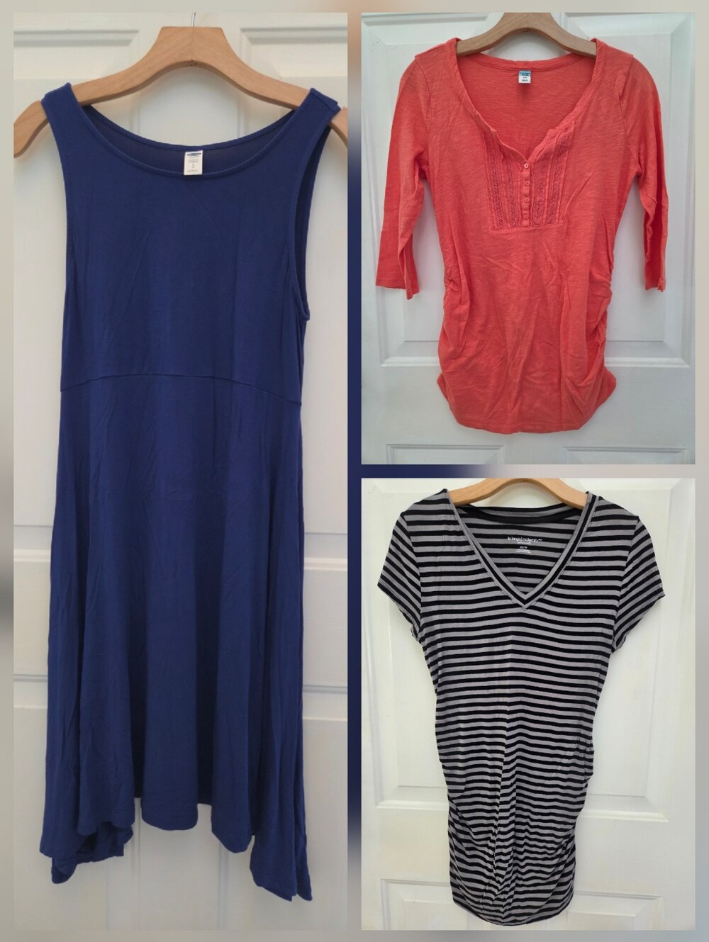 Old Navy Maternity Lot - Dress, Shirts - Blue, Coral, Black/Gray Stripes